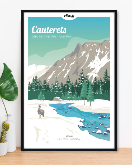 Affiche Cauterets Vallée du Marcadau Parc National des Pyrénées