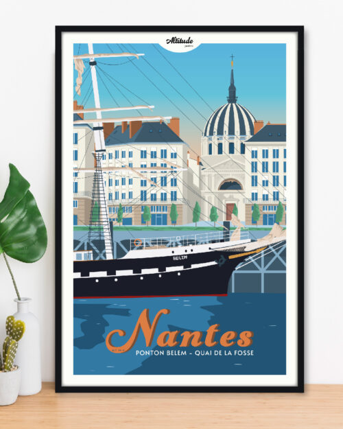 Affiche Nantes - Quai de la Fosse - Ponton Belem - Vallée de la Loire