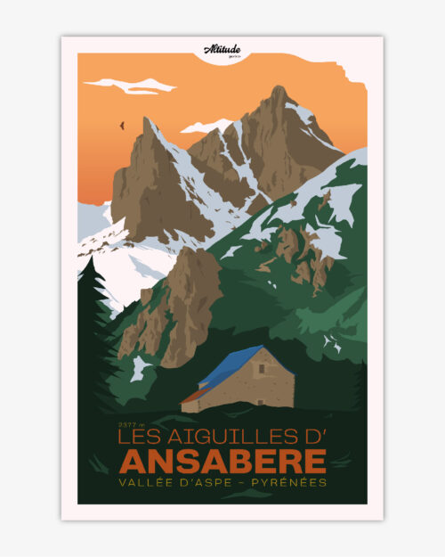 Affiche Les Aiguilles d'Ansabères Vallée d'Aspe Pyrénées