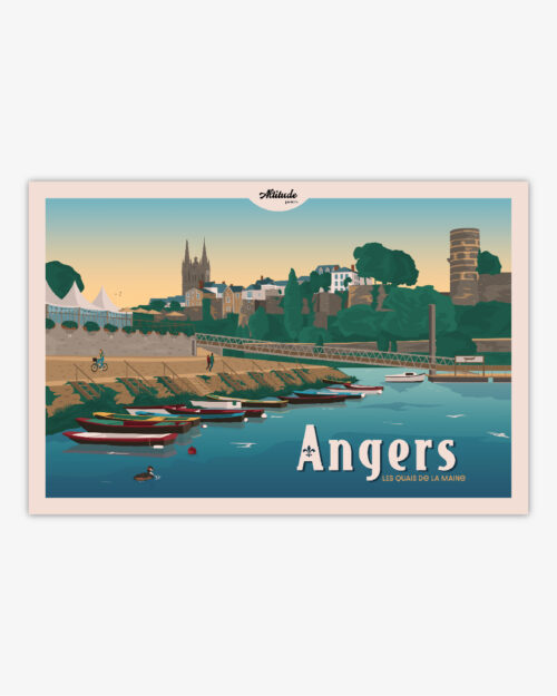 Affiche Angers Les Quais de la Maine - Anjou - Val de Loire