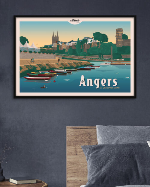 Affiche Angers Les Quais de la Maine - Anjou - Val de Loire