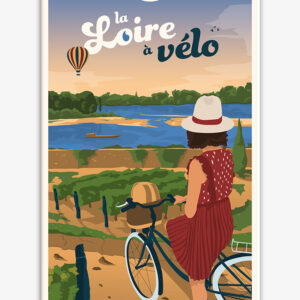 Affiche cartonnée La Loire à vélo - itinéraire cyclotouristique en France