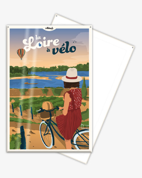 Affiche cartonnée La Loire à vélo - itinéraire cyclotouristique en France