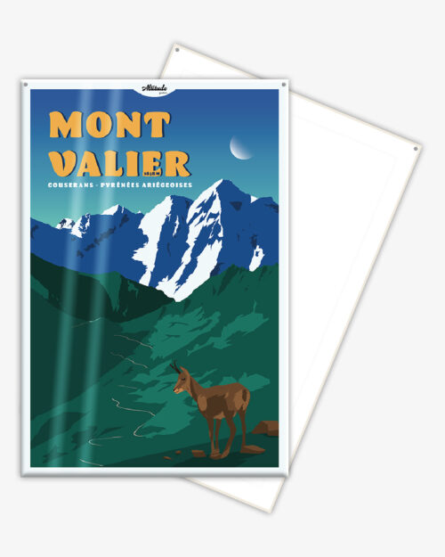 Affiche cartonnée Mont Valier Couserans Ariège Pyrénées