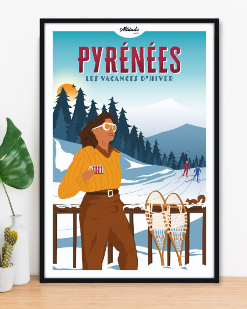 Affiche Pyrénées - Les vacances d'hiver - Ski