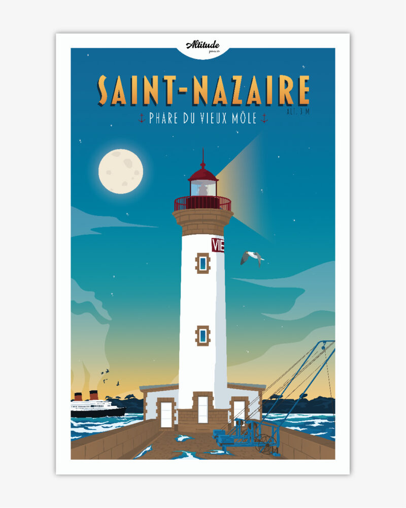 affiche-saint-nazaire-phare-du-vieux-mole-loire-atlantique-altitudeposters Affiche Saint-Nazaire - Phare du vieux Môle - Loire Atlantique