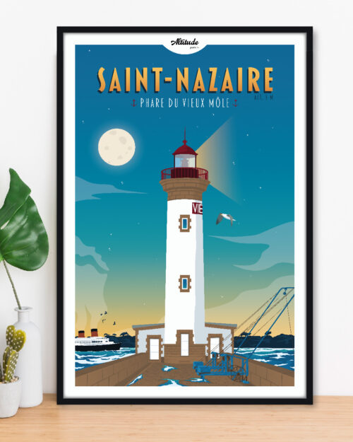 Affiche Saint-Nazaire - Phare du vieux Môle - Loire Atlantique