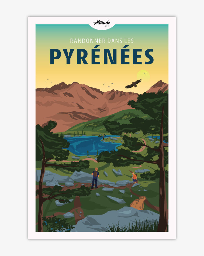 affiche-randonner-dans-les-pyrenees-altitudeposters Affiche Randonner dans les Pyrénées