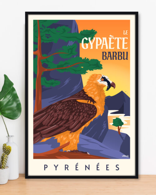 Affiche Gypaète barbu Pyrénées