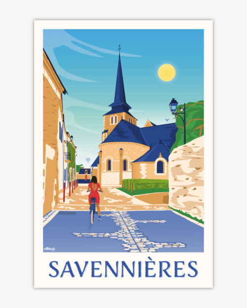 Affiche Savennières - Eglise Saint-Pierre-et-Saint-Romain - Vignobles - Loire - Anjou