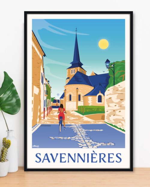 Affiche Savennières - Eglise Saint-Pierre-et-Saint-Romain - Vignobles - Loire - Anjou