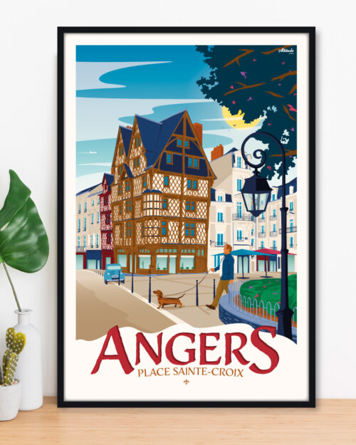 Affiche Angers Place Sainte-Croix - Maison d'Adam - Anjou