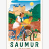 Affiche Saumur Loire Valley - Château - Vélo vintage
