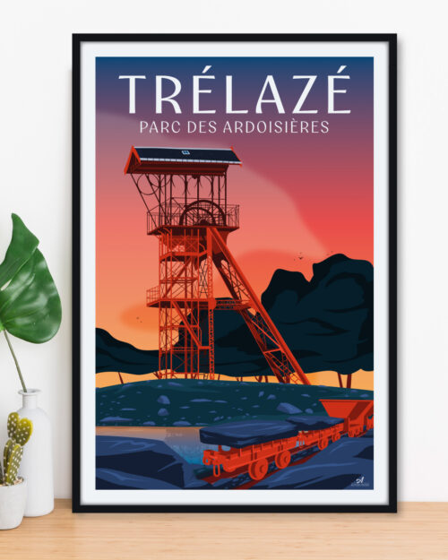 Affiche Trélazé - Parc des Ardoisières - Chevalement - Anjou Val de Loire